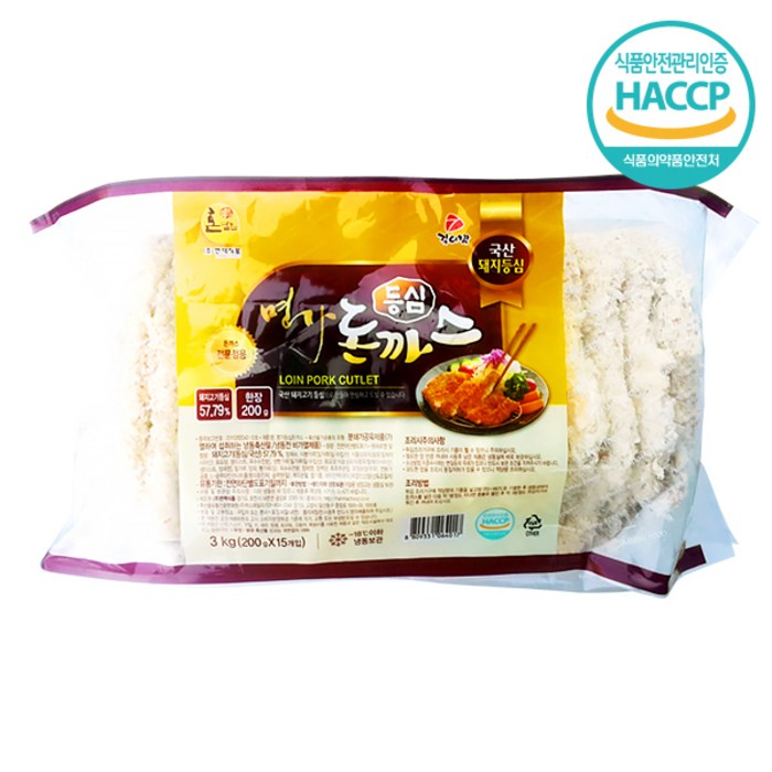 김이박 명가 등심 돈까스3kg (200g x 15개), 1개 대표 이미지 - 한입 돈까스 추천