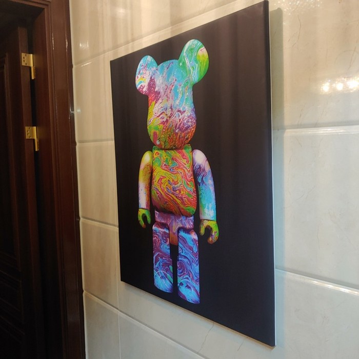 (초대형) 알록달록 베어브릭 bearbrick 그림 액자 패브릭포스터 팝아트 인테리어 캔버스 액자, +39000 대표 이미지 - 베어브릭 추천