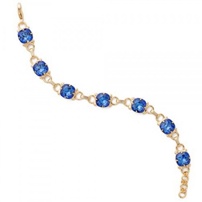 Sorrelli Essentials Eyelet Line Bracelet Bright Gold Finish Sapphire One Size