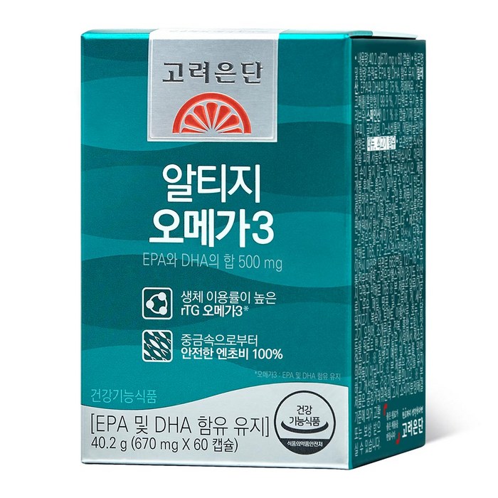 고려은단 알티지 오메가3 40.2g, 60정, 1개 대표 이미지 - rTG 오메가3 추천