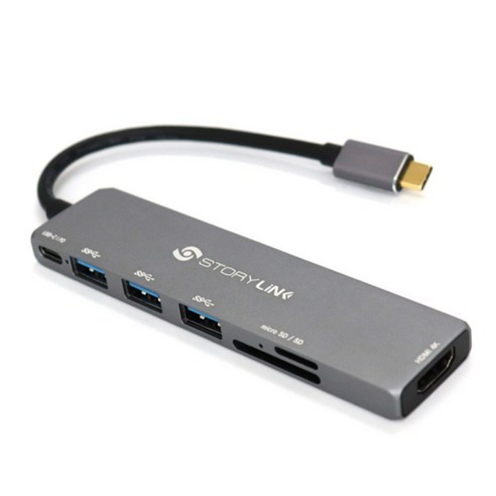 스토리링크 USB C타입 7포트 HDMI 멀티포트 허브 DEX 7UP SKP-UH760, 혼합색상 대표 이미지 - 7포트 HDMI 멀티포트 허브 추천