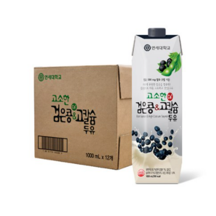 연세우유 고소한 검은콩 앤 고칼슘 두유, 1000ml, 24개 대표 이미지 - 고소한 검은콩 두유 추천