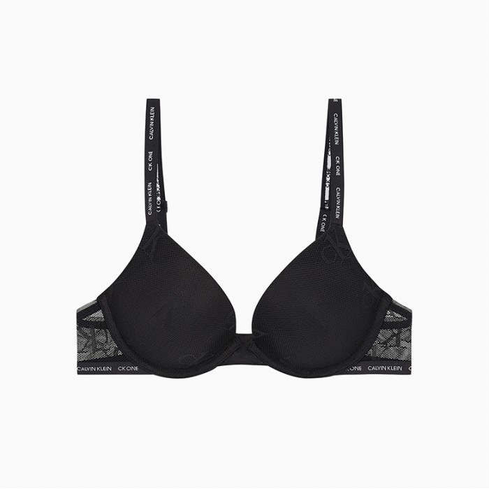 [캘빈클라인 언더웨어] 여성 CK ONE 로고 메쉬 AF 푸쉬업 플런지 브라_QF6789ADUB1 대표 이미지 - 캘빈클라인 브라렛 추천
