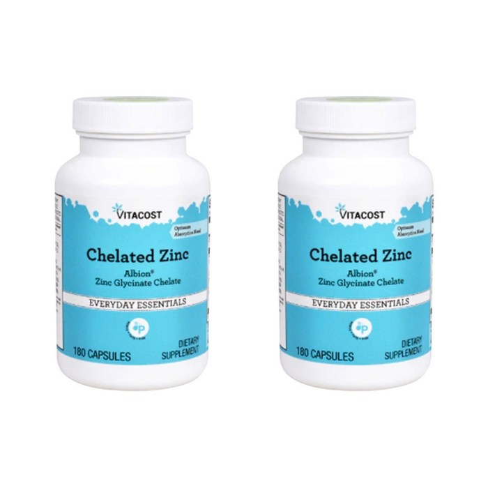 Vitacost 비타코스트 킬레이트 아연 알비온 Chelated Zinc Albion Zinc Glycinate Chelate 180캡슐 2팩 대표 이미지 - 킬레이트 아연 추천