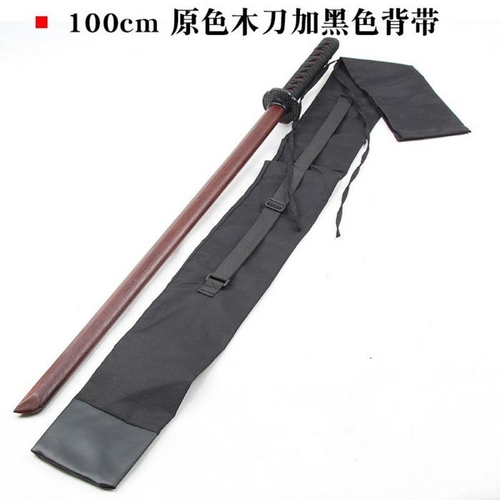 검도 무술 연습 수련용 목검, 100센티 원색 나무칼에 블랙 멜빵