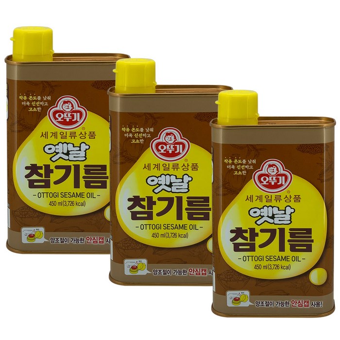 오뚜기 옛날 참기름 450ml 3개 대표 이미지 - 참기름 추천