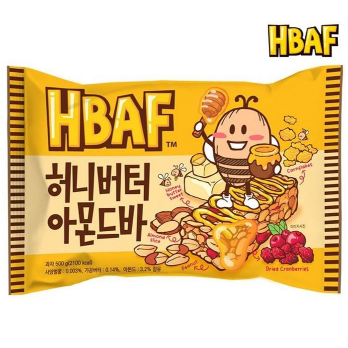 바프 허니버터아몬드바 500g HBAF 대표 이미지 - 버터바 추천