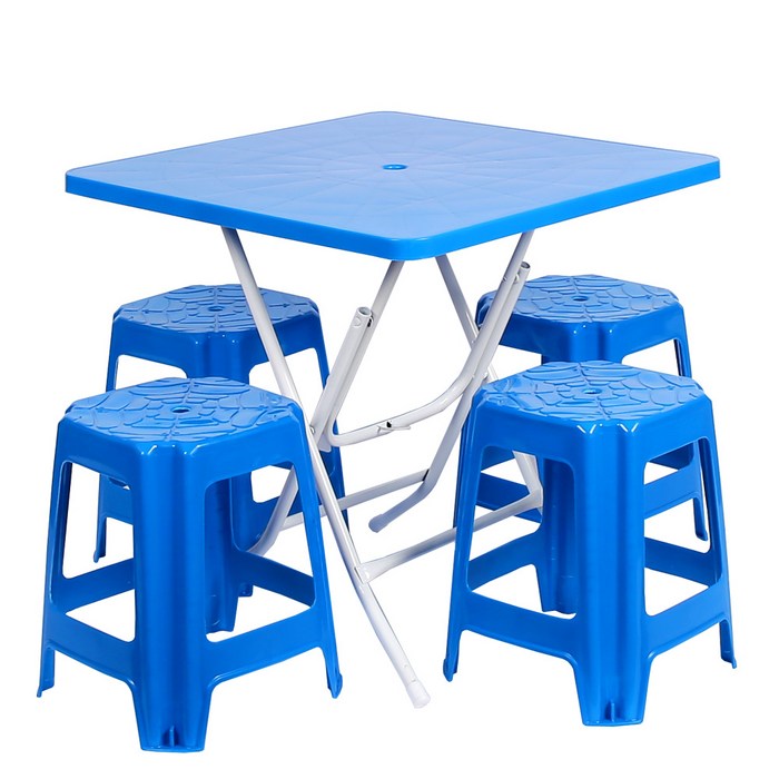 지오리빙 포장마차 테이블 의자 세트, 사각+사각(블루) 대표 이미지 - 포차 테이블 추천