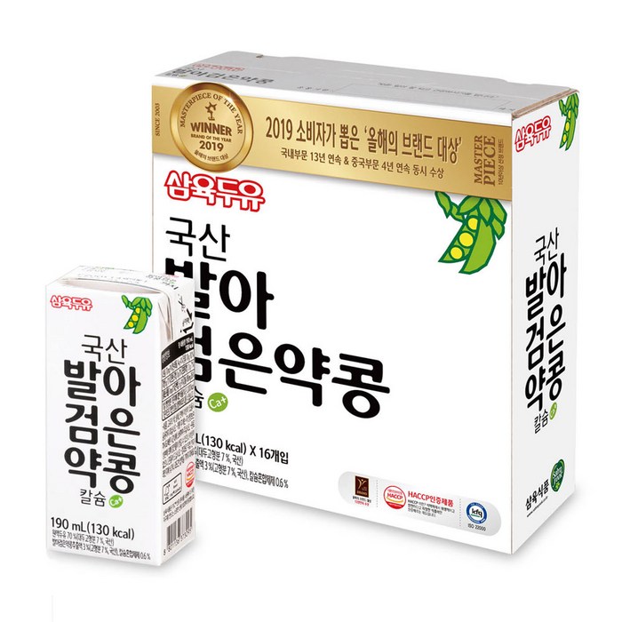 삼육두유 국산 발아검은약콩 칼슘 190ml 48팩, 1개 대표 이미지 - 약콩두유 추천