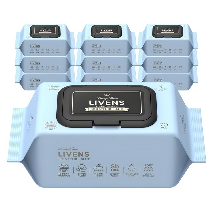 Revens Infant Signature Blue Thick Embossed Wipes Cap Type