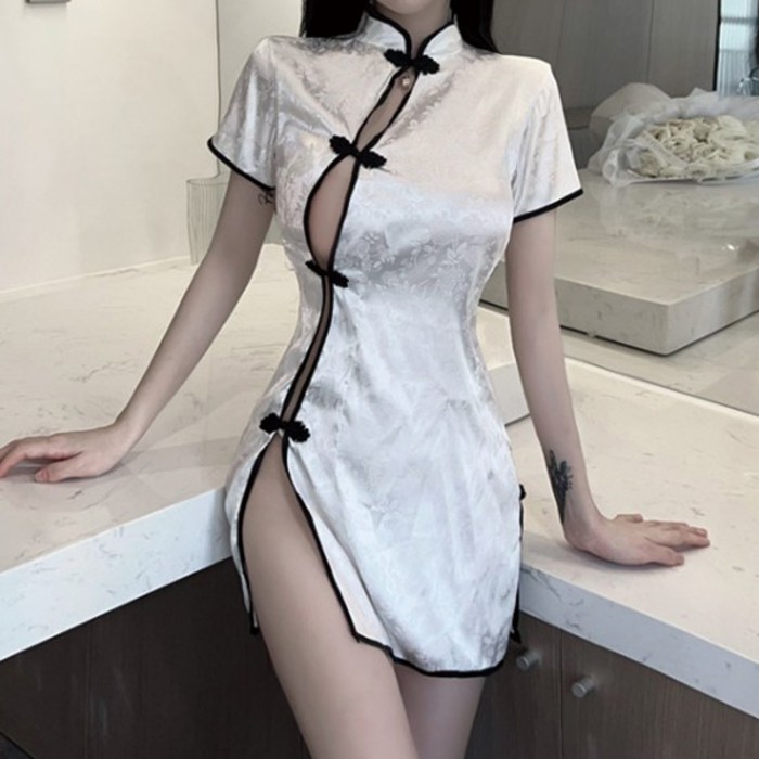 [랜덤플레이] 트임 포인트 미니 치파오 원피스 대표 이미지 - 치파오 추천