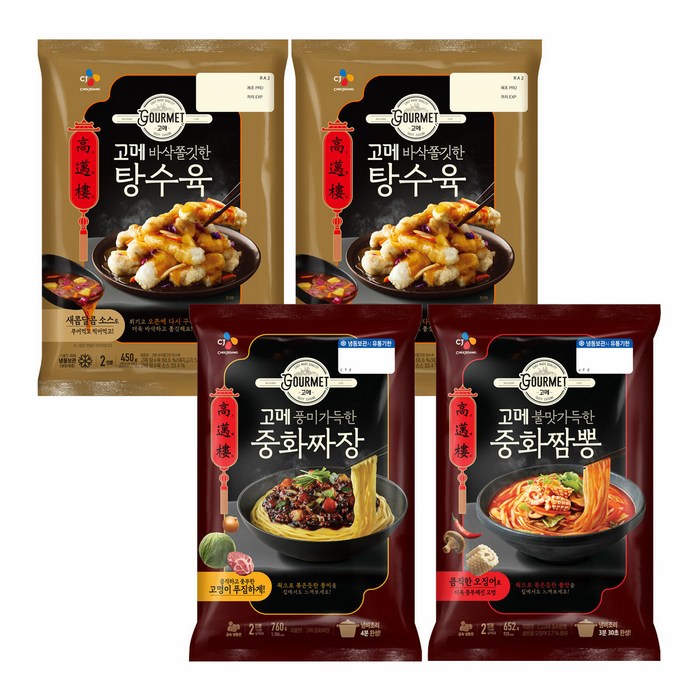 CJ 고메 바삭쫄깃한 탕수육 450g x 2팩 고메 중화짜장 760g 1팩 고메 중화짬뽕 652g 1팩, 없음 대표 이미지 - 고메 중화요리 추천