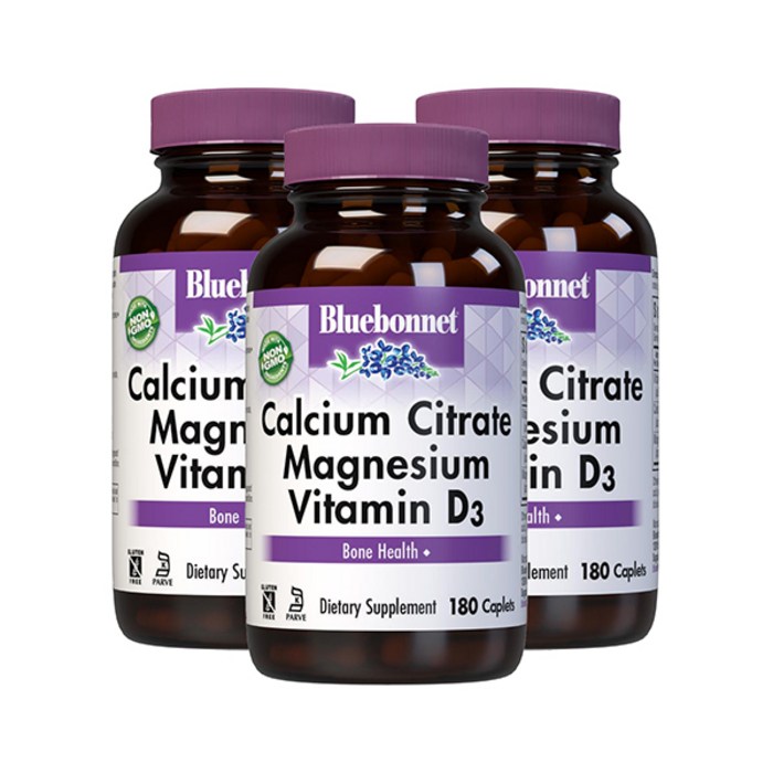 블루보넷 칼슘 시트레이트 마그네슘 비타민 D3 캐플렛, 180정, 3개 대표 이미지 - 블루보넷 마그네슘 추천