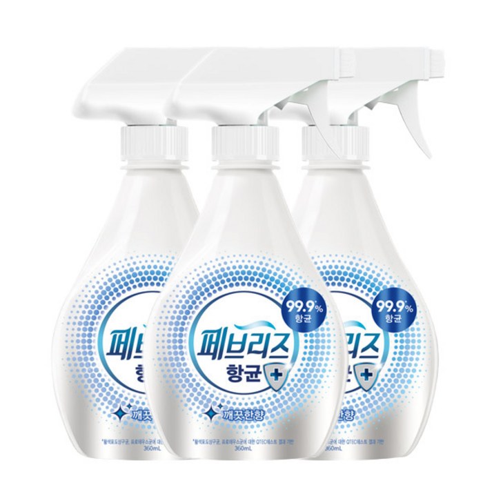 페브리즈 항균플러스 섬유탈취제 깨끗한향 본품, 360ml, 3개 대표 이미지 - 섬유탈취제 추천