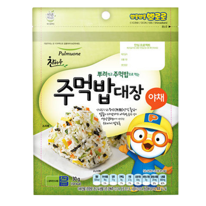 풀무원/ 주먹밥 대장 ( 야채 ) 30g X 5봉, 30g X 5개 대표 이미지 - 삼각김밥 추천