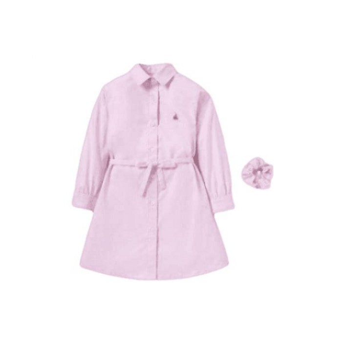 빈폴키즈 [BEANPOLE 키즈] 옥스포드 신학기 셔츠형 원피스&헤어슈슈 세트 라이트 핑크 (BI4171G02Y)