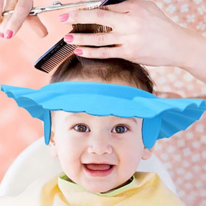 아기 어린이 귀마개 샤워 샴푸 캡 머리감기기 신생아 국민 육아템 성인 환자 머리감기 이발 머리깍기, 노랑
