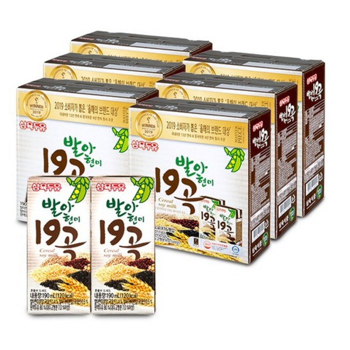 삼육두유 발아현미 19곡 두유, 190ml, 96개 대표 이미지 - 어버이날 선물 추천