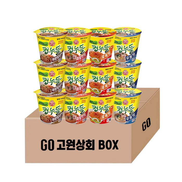 오뚜기 컵누들 혼합 4종 12개입(매콤한맛3입+우동맛3입+로제맛3입+매콤찜닭맛3입), 1박스 대표 이미지 - 컵누들 추천