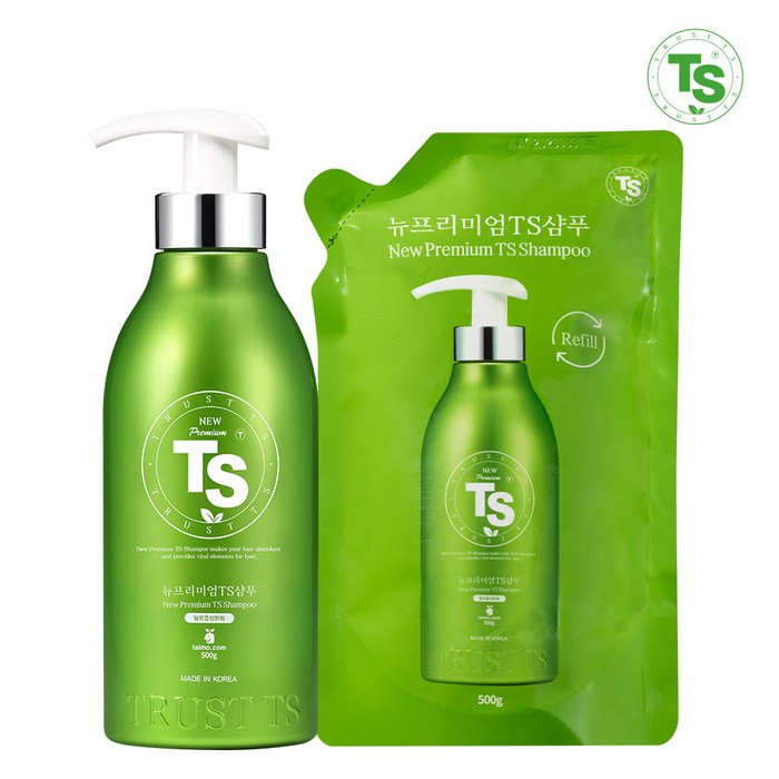 TS 뉴프리미엄TS 샴푸 500g + 리필용 탈모샴푸 500g 세트, 1세트 대표 이미지 - TS 샴푸 추천