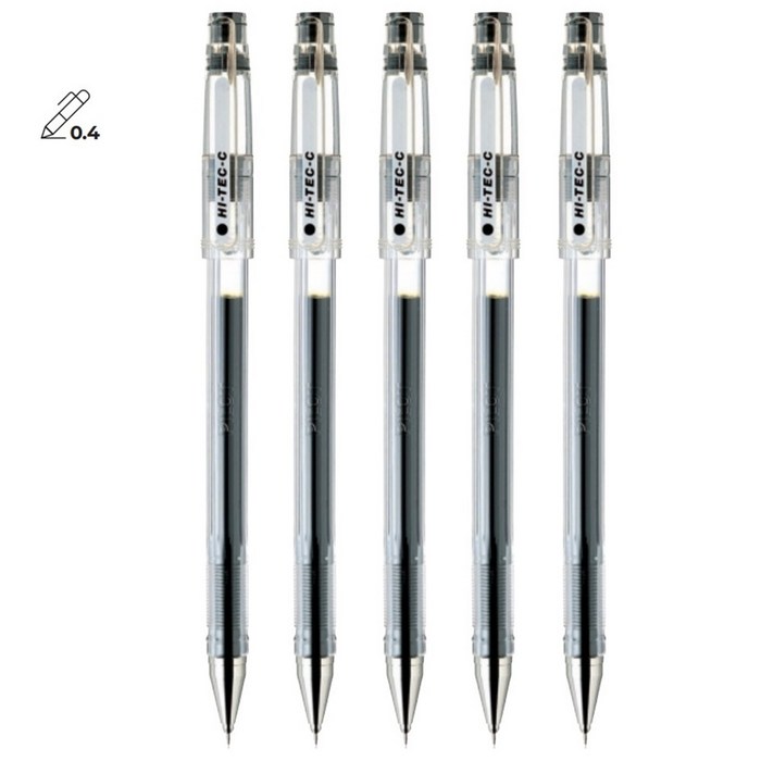 PILOT 하이테크-C 0.4mm 5개 파일롯트 HI-TEC-C 젤 잉크 볼펜, 블랙5개 대표 이미지 - 하이테크 추천