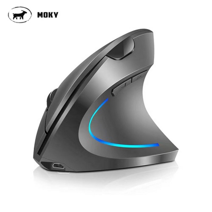 Moky 충전식 인체공학 무선마우스 버티컬마우스(마우스패드+1), 은색 대표 이미지 - 손목보호 무선 마우스 추천
