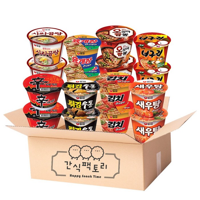 농심 신라면큰컵2+김치큰사발2+튀김우동큰컵2+오징어짬뽕큰컵2+너구리큰컵2+새우탕큰컵2+사리곰탕큰컵2+육개장큰사발2 총 16입, 16개입 대표 이미지 - 오징어 짬뽕 추천
