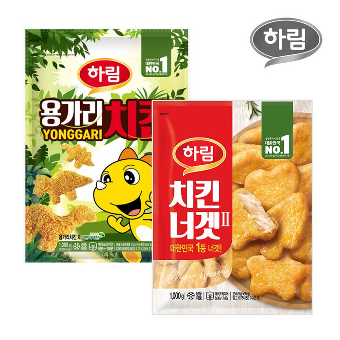 하림 용가리치킨 1kg + 치킨너겟 1kg, 용가리치킨 1kg +치킨너겟 1kg 대표 이미지 - 치킨텐더 추천