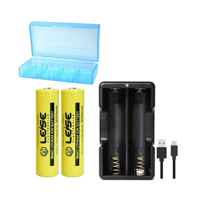 삼성 30Q 18650 세트(3000mah 2알+깜냥급속충전기+USB케이블+2구케이스), 1세트 대표 이미지 - 리튬이온 건전지 추천