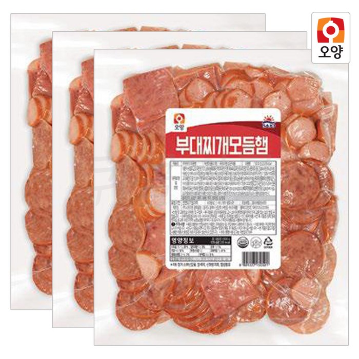 [퀴클리몰] 사조오양 부대찌개 모듬햄 1kg x 3개, 1000g 대표 이미지 - 부대햄 추천