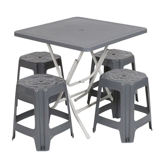 지오리빙 포장마차 테이블 의자 세트, 사각+사각(다크그레이) 대표 이미지 - 포차 테이블 추천