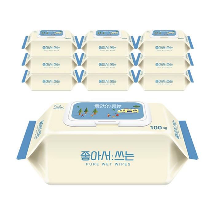 BNZ 좋아서 쓰는 유아물티슈 대용량 100매 캡형 대표 이미지 - 강아지 물티슈 추천