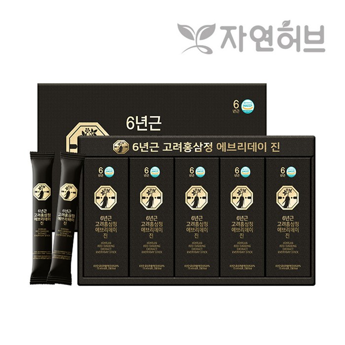 자연허브 6년근 고려홍삼정 에브리데이 진 홍삼스틱 30p + 쇼핑백, 1개, 450g 대표 이미지 - 6년근 홍삼 추천