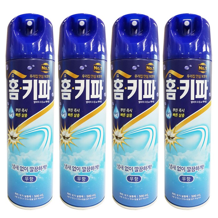 홈키파 수성 에어졸 무향, 4개, 500ml 대표 이미지 - 살충제 추천