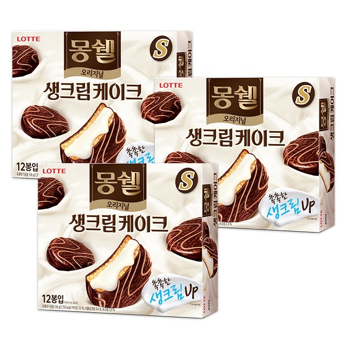 롯데제과 몽쉘 크림 336gx3개, 336g, 3개 대표 이미지 - 달달한 과자 추천