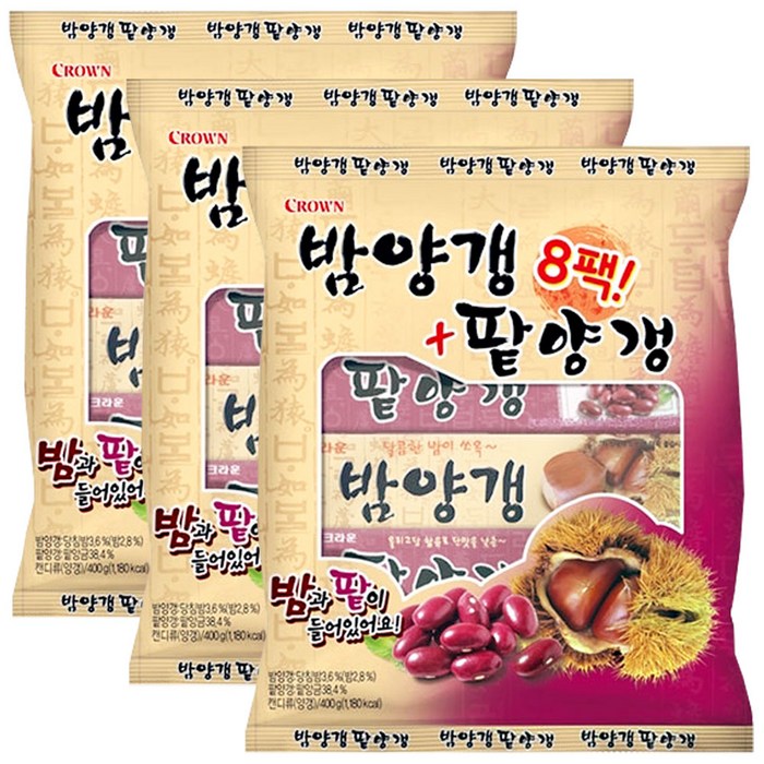 크라운 밤양갱 50g x 4p + 팥양갱 50g x 4p, 400g, 3세트 대표 이미지 - 밤양갱 추천