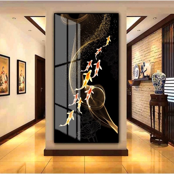 다루미 풍수그림 구어도 돈들어오는그림 액자 개업 이사 선물, 황글물결 골드프레임 대표 이미지 - 금 장식품 추천