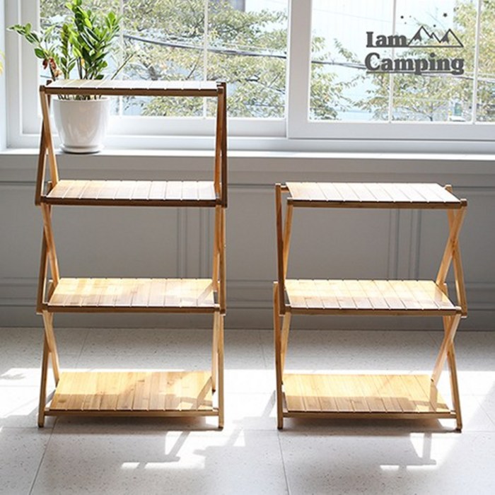 아이엠캠핑 감성선반 캠핑선반 접이식 우드쉘프 A타입 B타입, A타입 3단 대표 이미지 - 건조망 추천