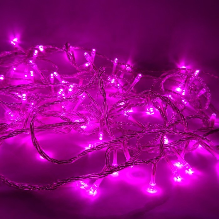 선세이브 LED 은하수 100구 투명선+정류기 세트 (크리스마스 트리전구), 핑크색