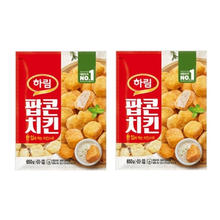 하림 팝콘치킨 650g x 2개 대표 이미지 - 케이준 치킨 추천