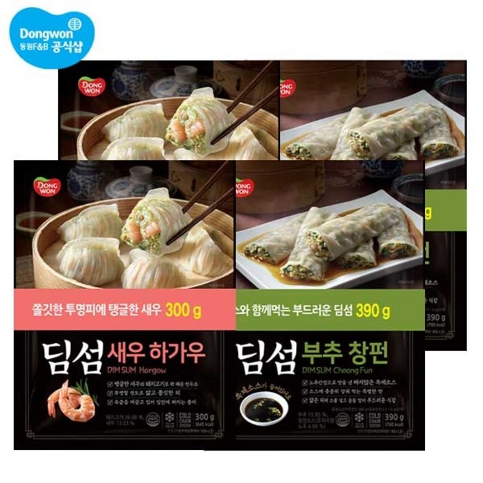 동원에프앤비 동원 딤섬 새우하가우 300g x 4봉/부추창펀, 딤섬새우하가우 x 2봉 + 부추창펀 x 2봉 대표 이미지 - 하가우 추천