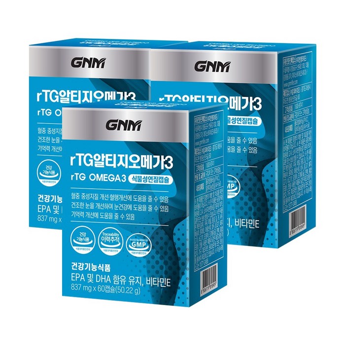 GNM자연의품격 rTG 알티지 오메가3, 60캡슐, 3개