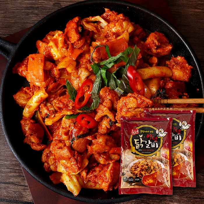 [춘천직송]와와푸드 국내산 춘천닭갈비1kg 2팩, 간편춘천닭갈비1kg 대표 이미지 - 닭다리 추천