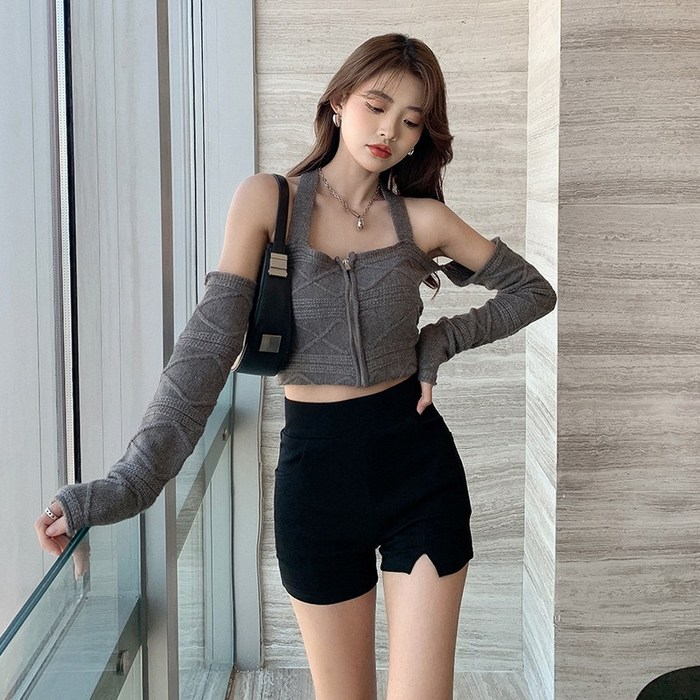 DFMEI 안티 노출 반바지 여름 높은 허리 블랙베이스 안전 바지 허리 엉덩이 리프팅 옷없는 후드 바지 대표 이미지 - 가슴 리프팅 추천
