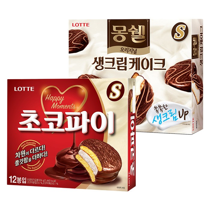 롯데제과 몽쉘 크림 336gx1개+초코파이 336gx1개, 336g, 2개 대표 이미지 - 크림파이 추천