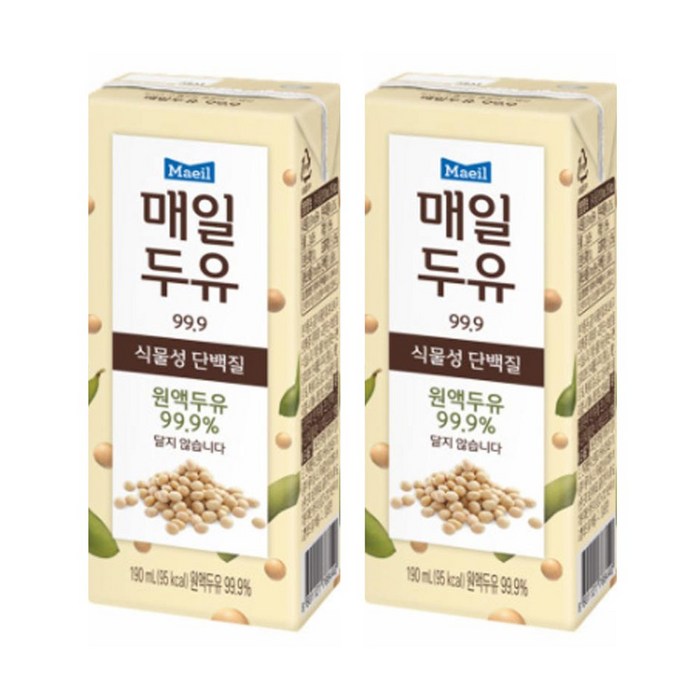 매일유업 매일두유 99.9, 190ml, 46개 대표 이미지 - 마시는 프로틴 추천