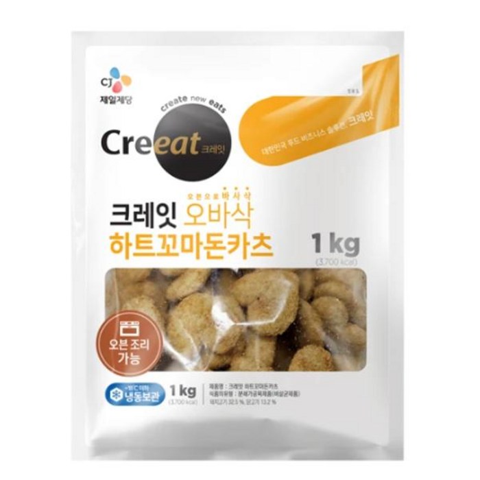 cj 크레잇 하트꼬마돈카츠, 1개, 1kg 대표 이미지 - 치즈 돈까스 추천