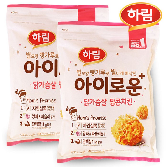 하림 아이로운 닭가슴살 팝콘치킨 500g 2개, 단품 대표 이미지 - 냉동 치즈스틱 추천