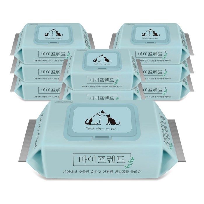 마이프렌드 반려동물 안심 물티슈, 60매, 9팩 대표 이미지 - 강아지 물티슈 추천