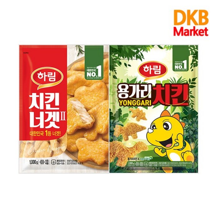 하림 용가리치킨 1kg + 치킨너겟 1kg, 용가리치킨 1kg +치킨너겟 1kg 대표 이미지 - 치킨너겟 추천